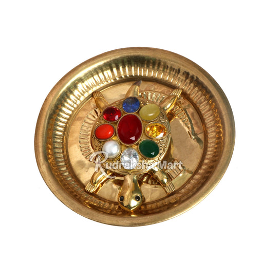 Navratna Tortoise Brass Idol Statue with Plate in India, US, UK, Australia, Europe