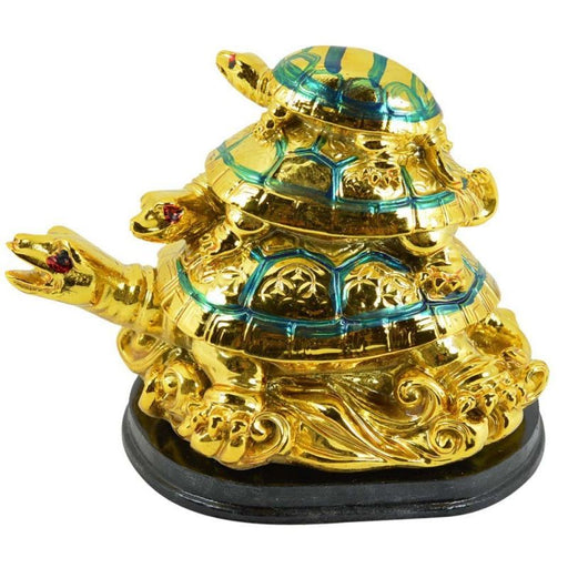 Three Generation Turtle / Tortoise ( Golden ) for Feng Shui Remedies in India, US, UK, Australia, Europe