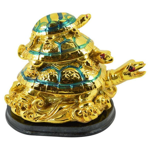 Three Generation Turtle / Tortoise ( Golden ) for Feng Shui Remedies in India, US, UK, Australia, Europe