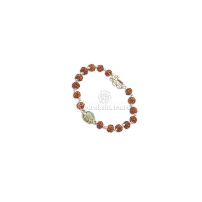 Cat's Eye with 5 Mukhi Java Rudraksha for Ketu Astrological Signs in Pure Silver Bracelet in India, US, UK, Australia, Europe