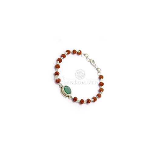 Natural Onyx with 5 Mukhi Java Rudraksha for Gemini Signs in Silver Bracelet in India, US, UK, Australia, Europe