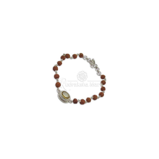Natural Citrine with 5 Mukhi Java Rudraksha for Sagittarius Signs in Silver Bracelet in India, US, UK, Australia, Europe