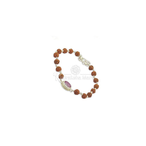 Natural Ruby with 5 Mukhi Java Rudraksha for Leo Signs in Silver Bracelet in India, US, UK, Australia, Europe