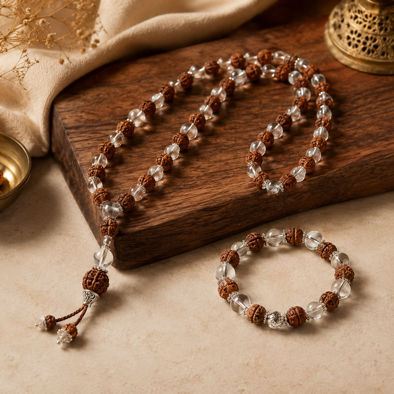 Sphatik + Rudraksha