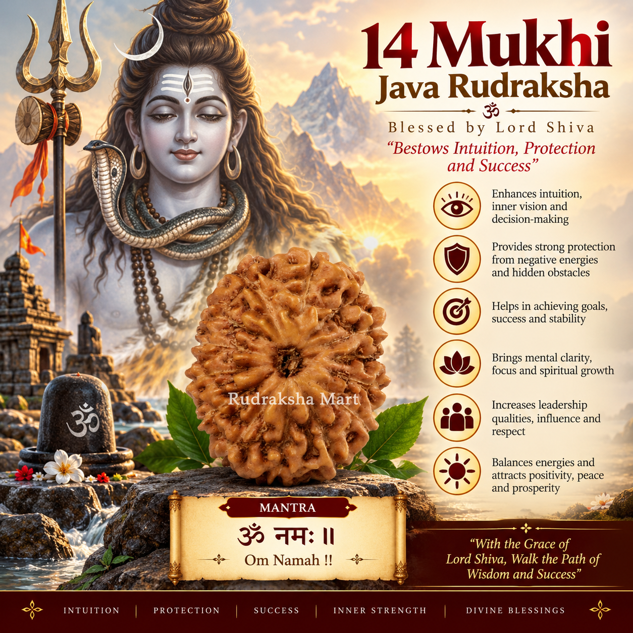 14 Mukhi Java Rudraksha in India, US, UK, Australia, Europe