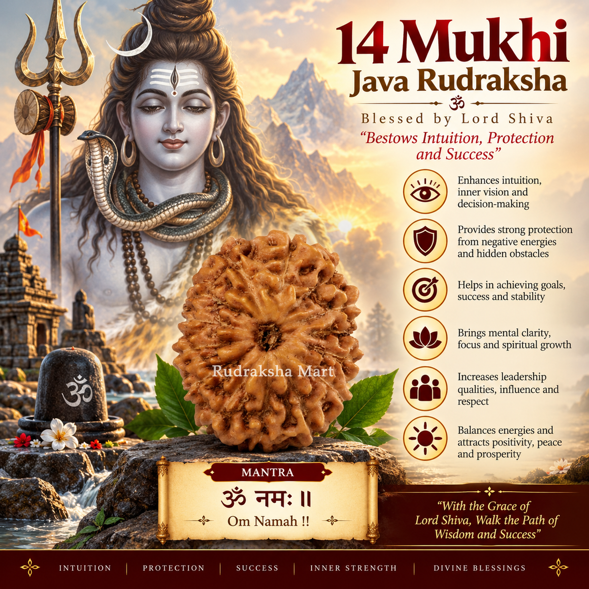 14 Mukhi Java Rudraksha in India, US, UK, Australia, Europe