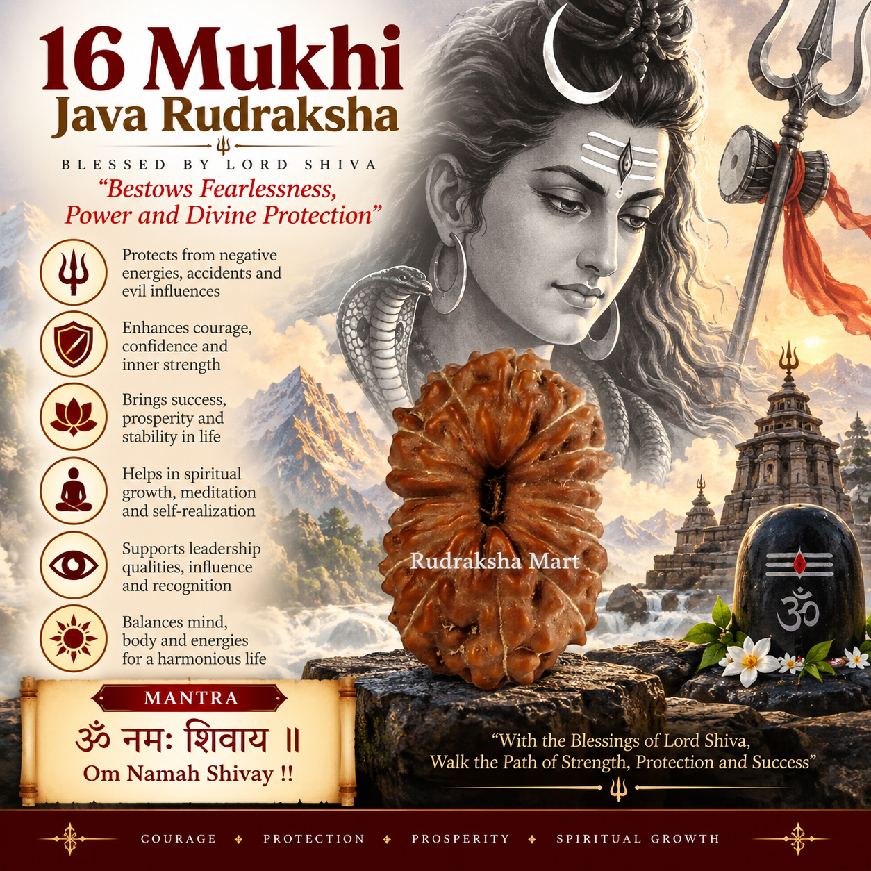 16 Mukhi Java Rudraksha in India, US, UK, Australia, Europe