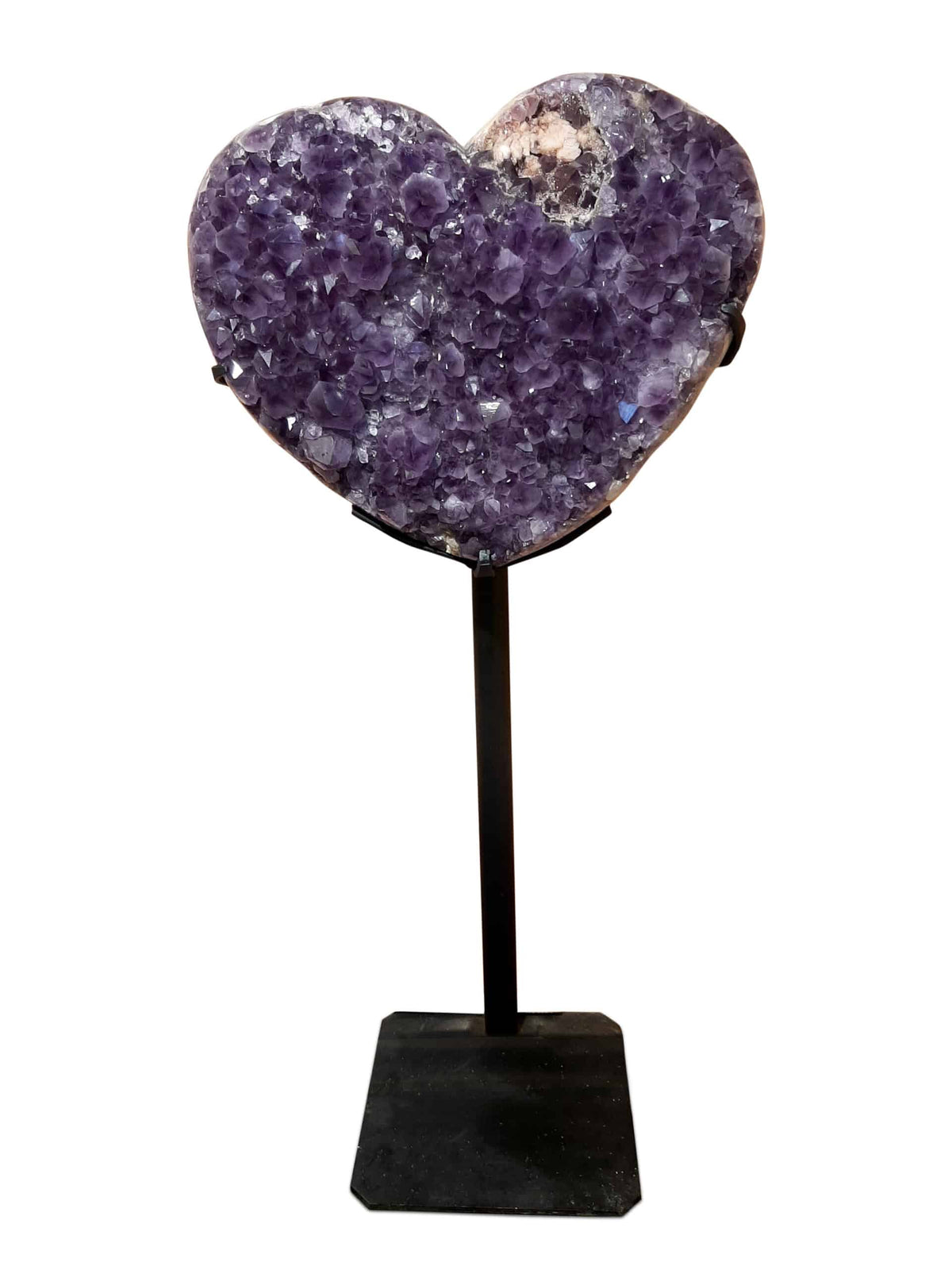 Amethyst Crystal Heart Big Geode, Amethyst Cluster Point Druzy Heart Cluster on Stand in India, US, UK, Australia, Europe