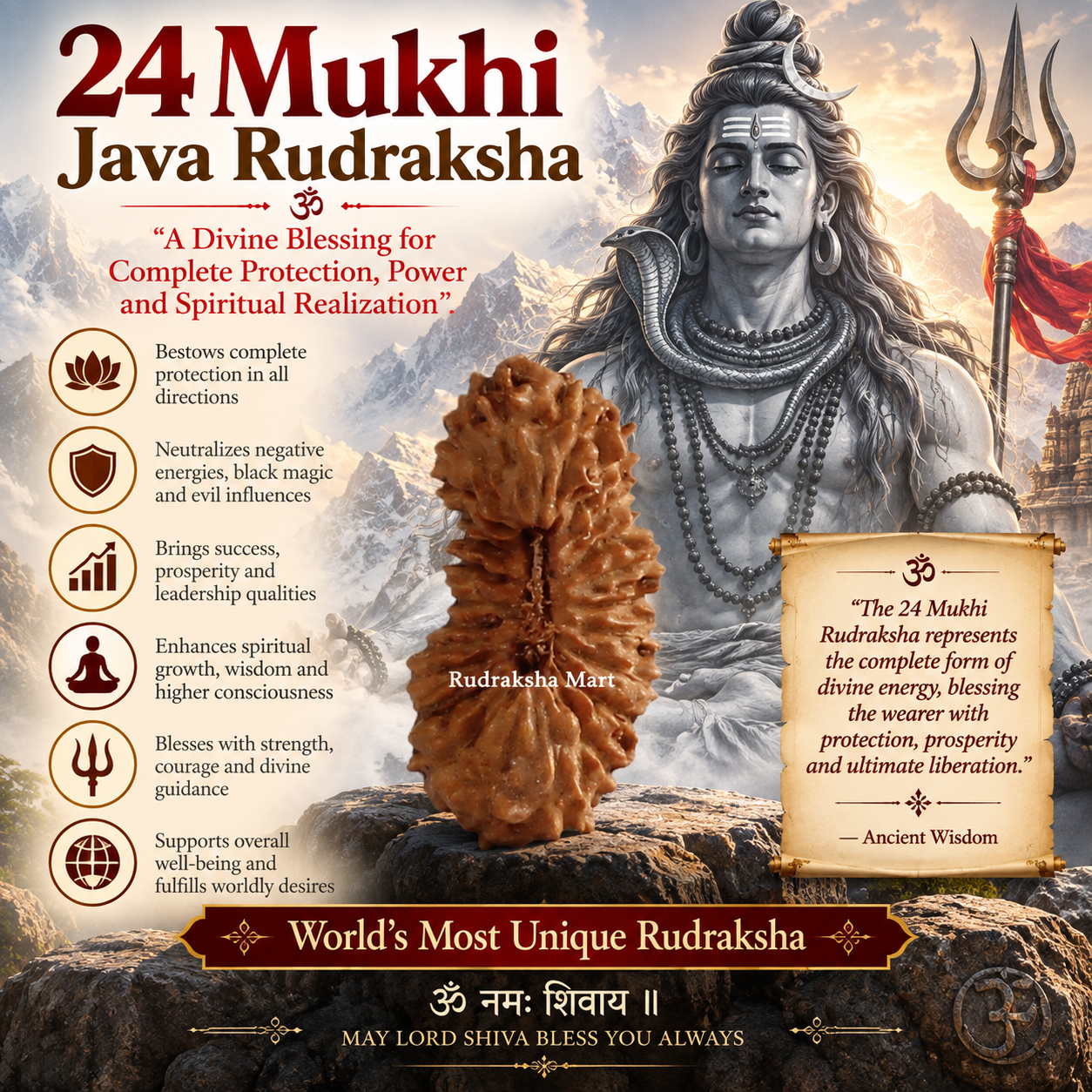 24 Mukhi Java Rudraksha Bead in India, US, UK, Australia, Europe