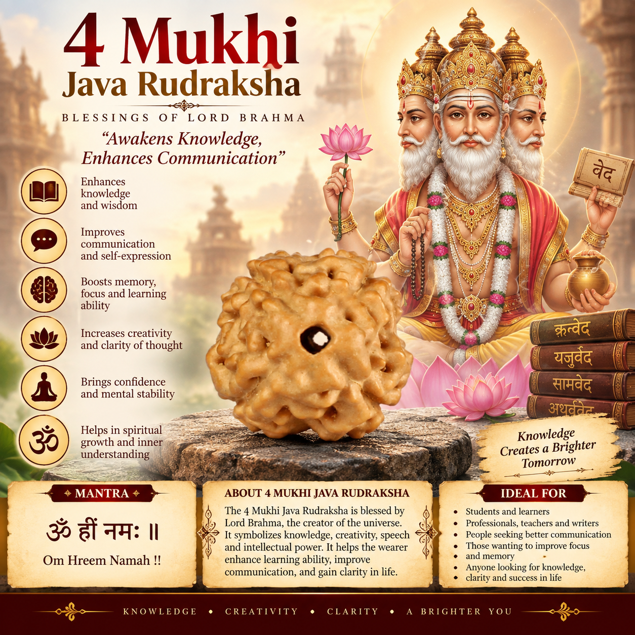 4 Mukhi Java Rudraksha in India, US, UK, Australia, Europe