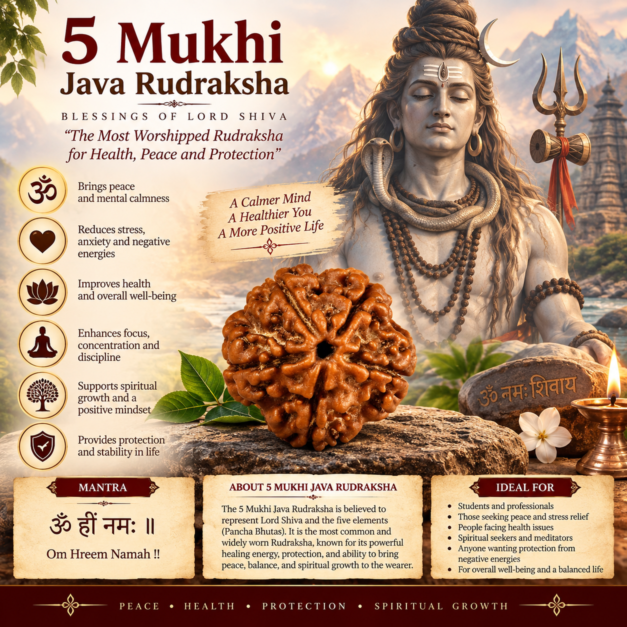 5 Mukhi Java Rudraksha in India, US, UK, Australia, Europe