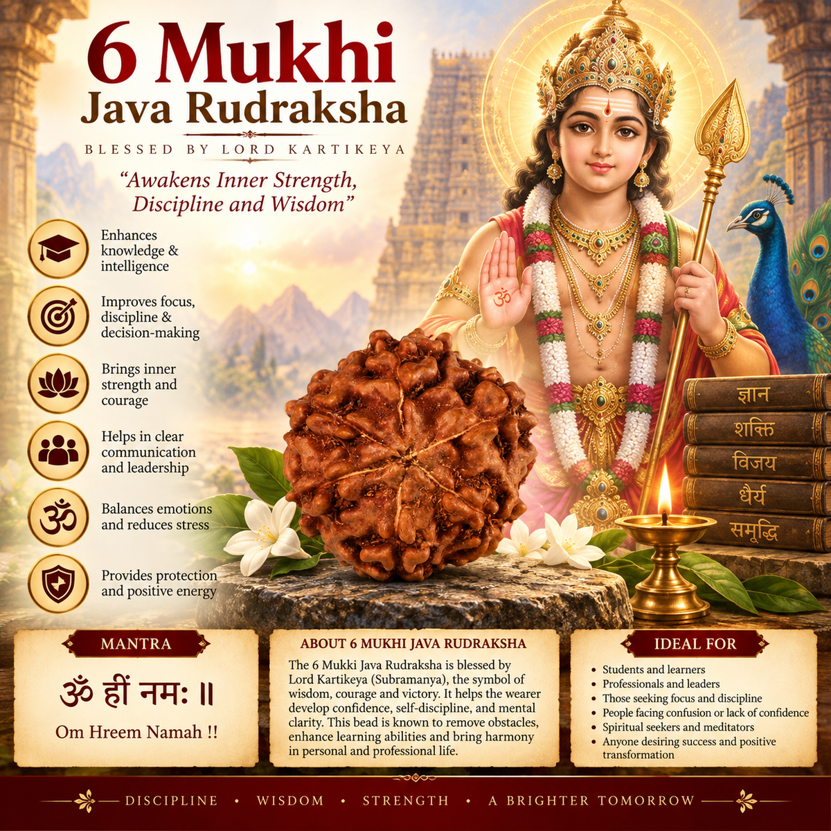 6 Mukhi Java Rudraksha Bead in India, US, UK, Australia, Europe