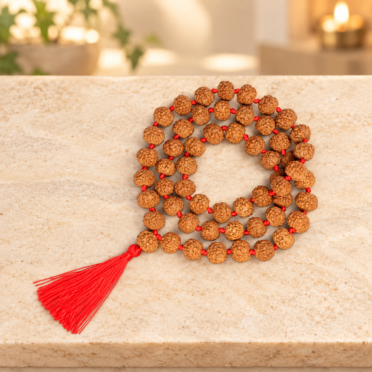 9 Mukhi Rudraksha Mala - 54 Bead inbetween Ganth in India, US, UK, Australia, Europe