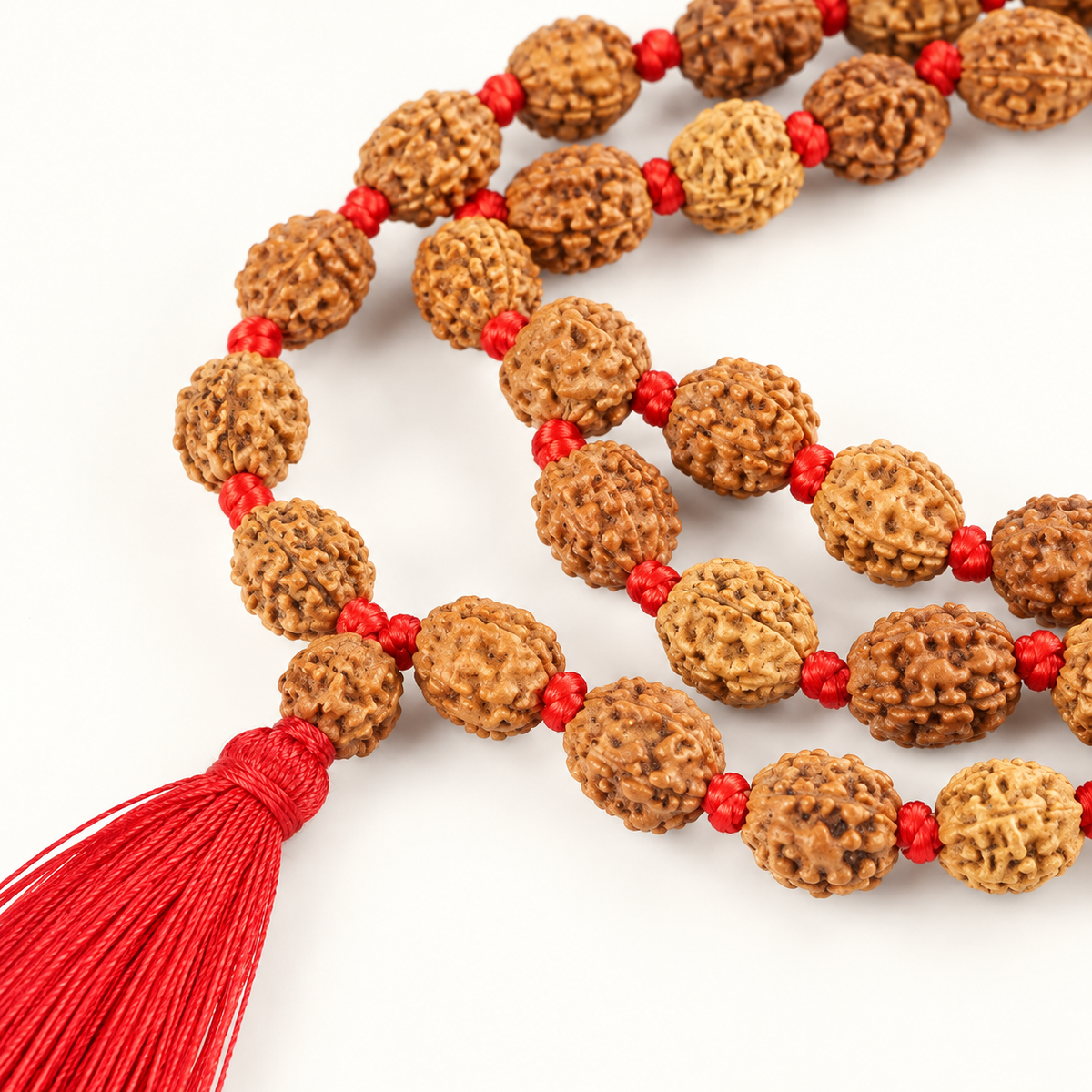 4 Mukhi Rudraksha Mala - 54 Bead inbetween Ganth in India, US, UK, Australia, Europe