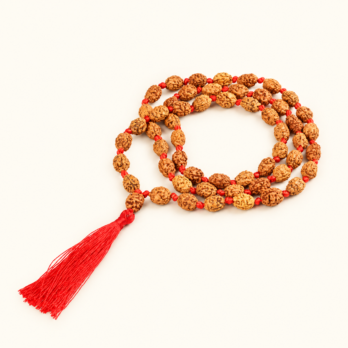 4 Mukhi Rudraksha Mala - 54 Bead inbetween Ganth in India, US, UK, Australia, Europe
