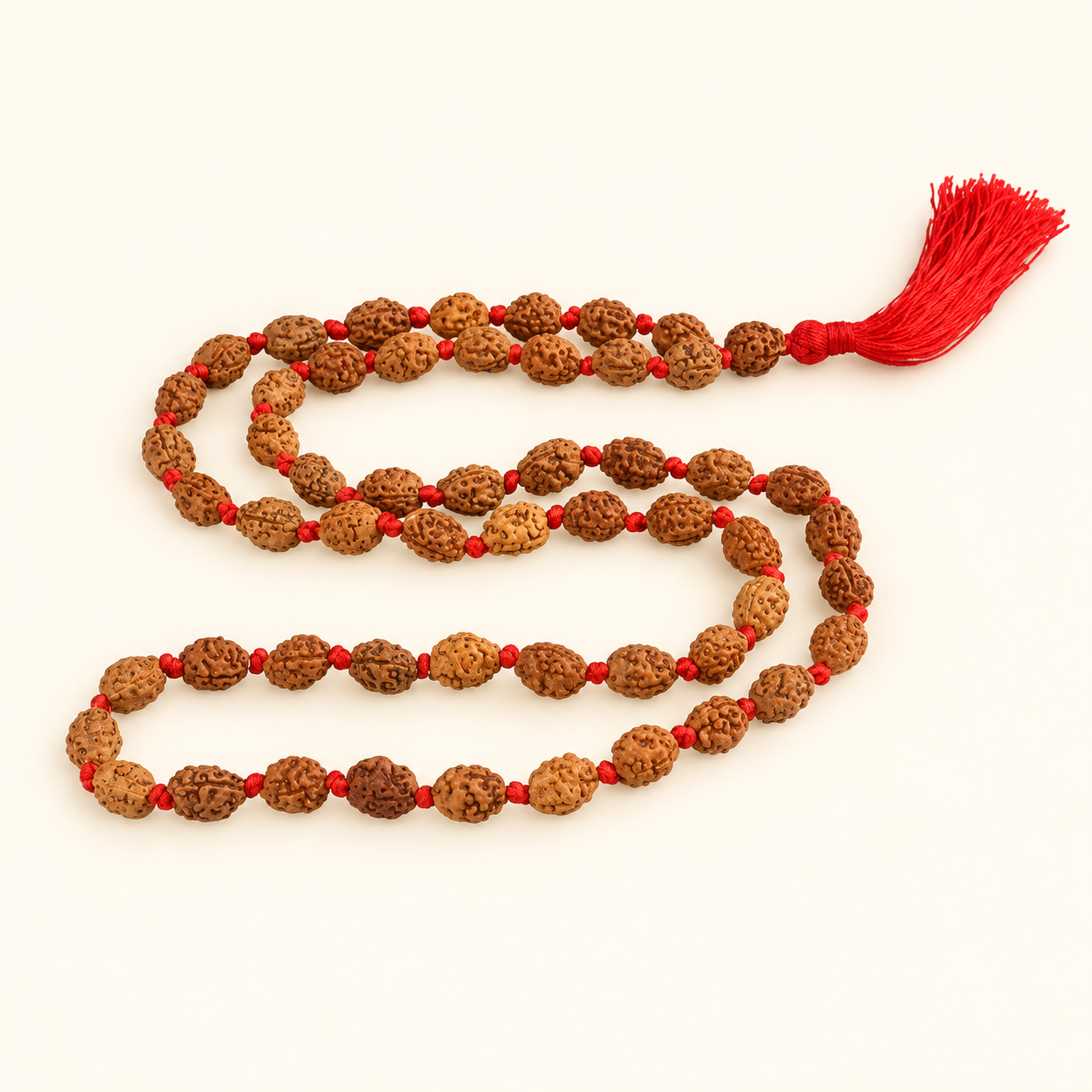 3 Mukhi Rudraksha Mala - 54 Bead inbetween Ganth in India, US, UK, Australia, Europe