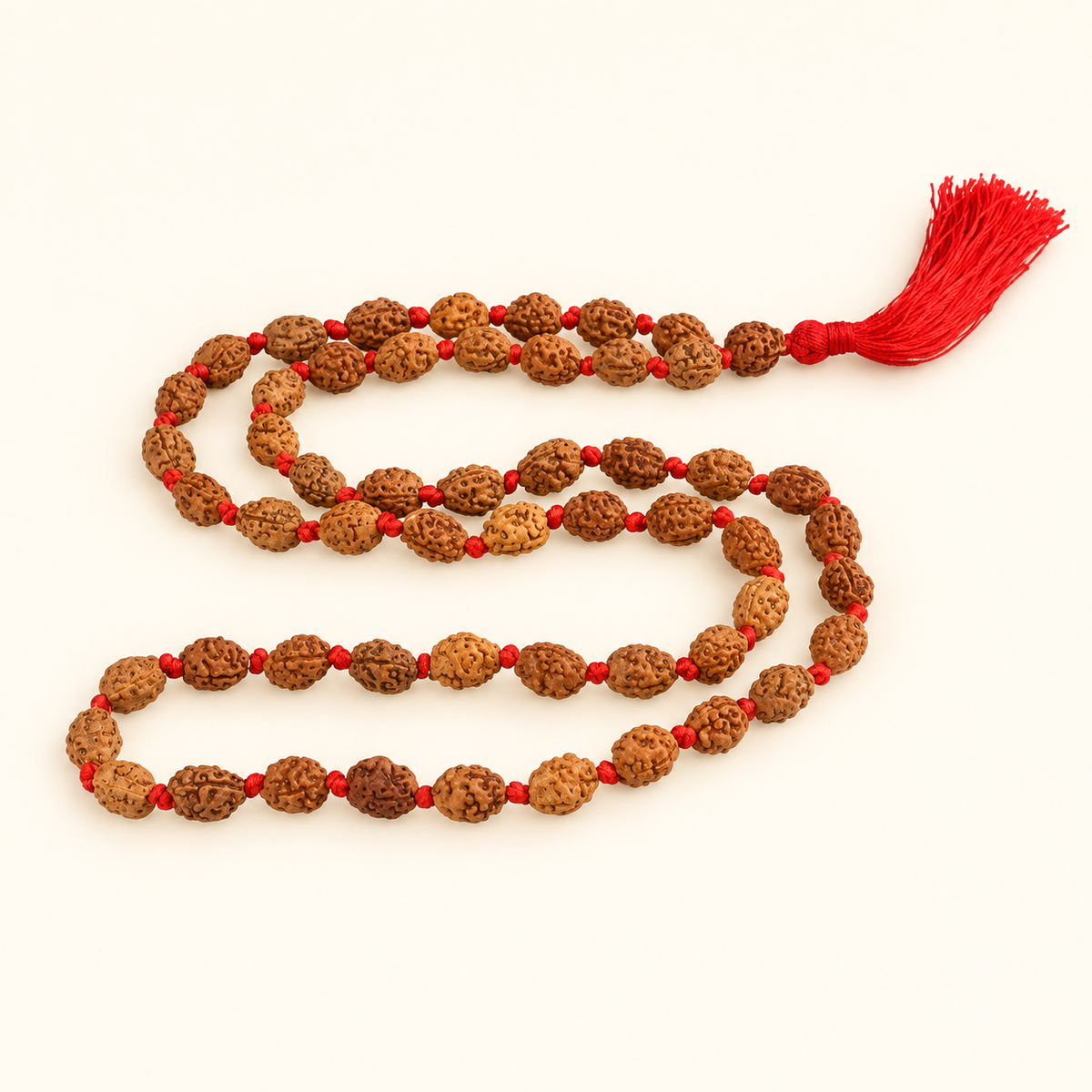 3 Mukhi Rudraksha Mala - 54 Bead inbetween Ganth in India, US, UK, Australia, Europe
