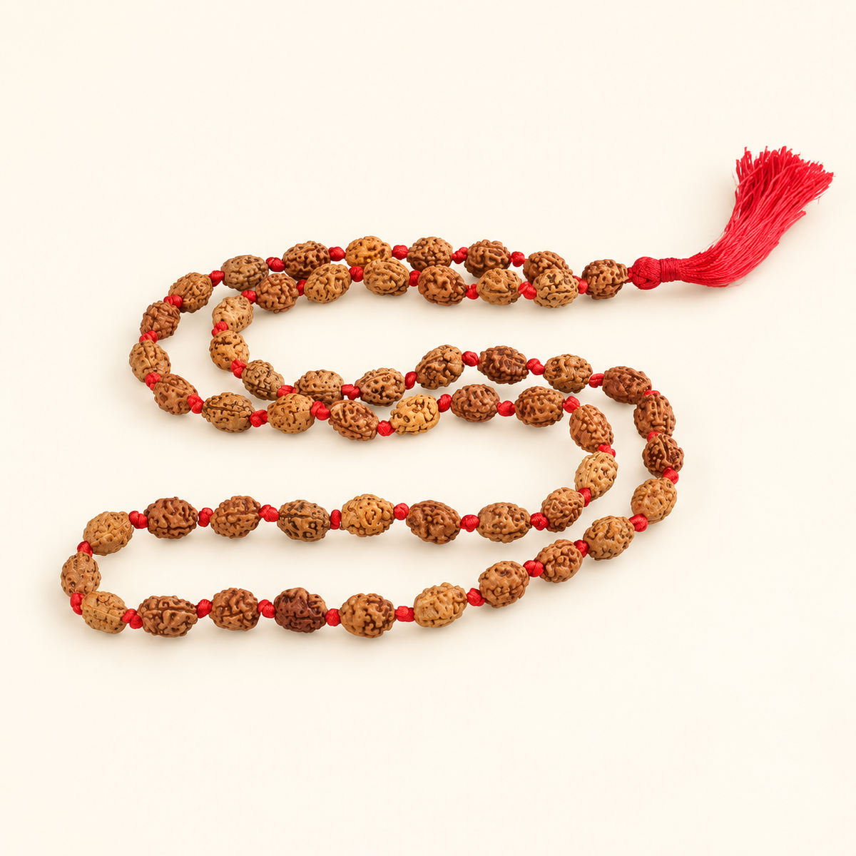 3 Mukhi Rudraksha Mala - 54 Bead inbetween Ganth in India, US, UK, Australia, Europe
