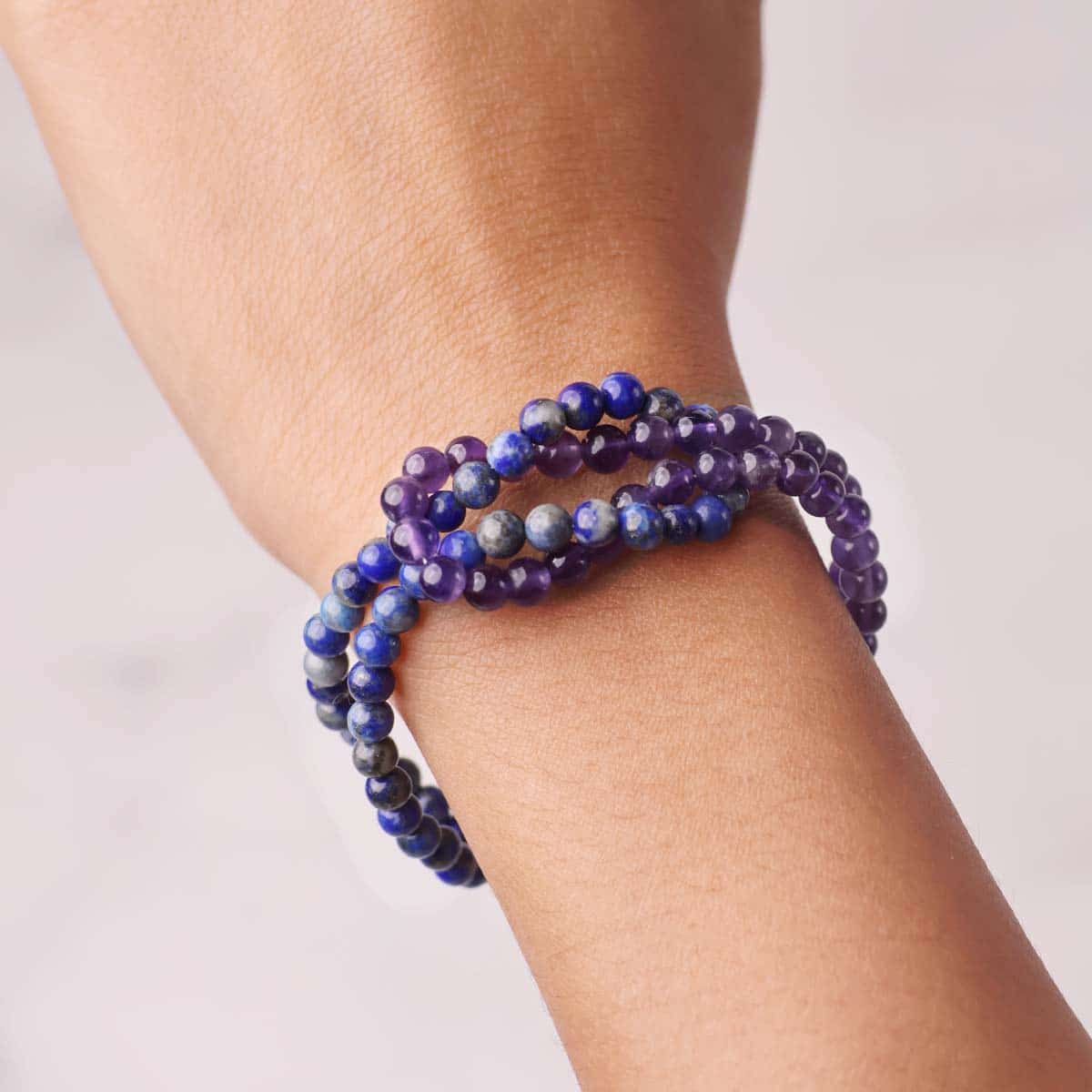 Lapis and Amethyst Knot Bracelet 4mm in India, US, UK, Australia, Europe