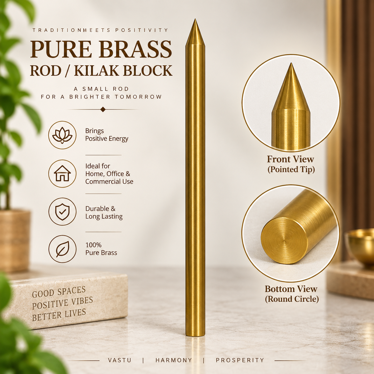 Brass Rod Vastu Remedy for North-West Direction Defects in India, US, UK, Australia, Europe