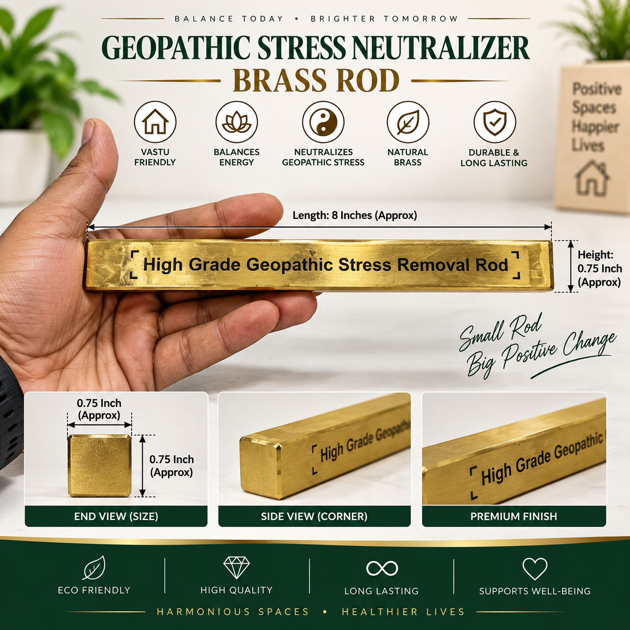 Geopathic Stress Neutralizer Brass Rod For Vastu, Space Healing in India, US, UK, Australia, Europe