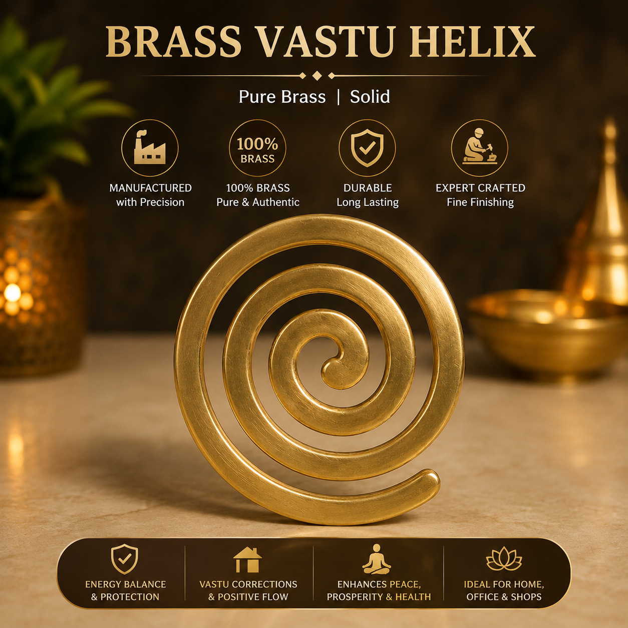 Brass Helix Vastu Remedies for North West Vastu Defects - 5 to 6 Inch in India, US, UK, Australia, Europe