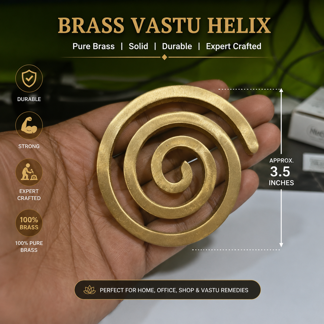 Brass Helix Vastu Remedies for North West Vastu Defects - 5 to 6 Inch in India, US, UK, Australia, Europe