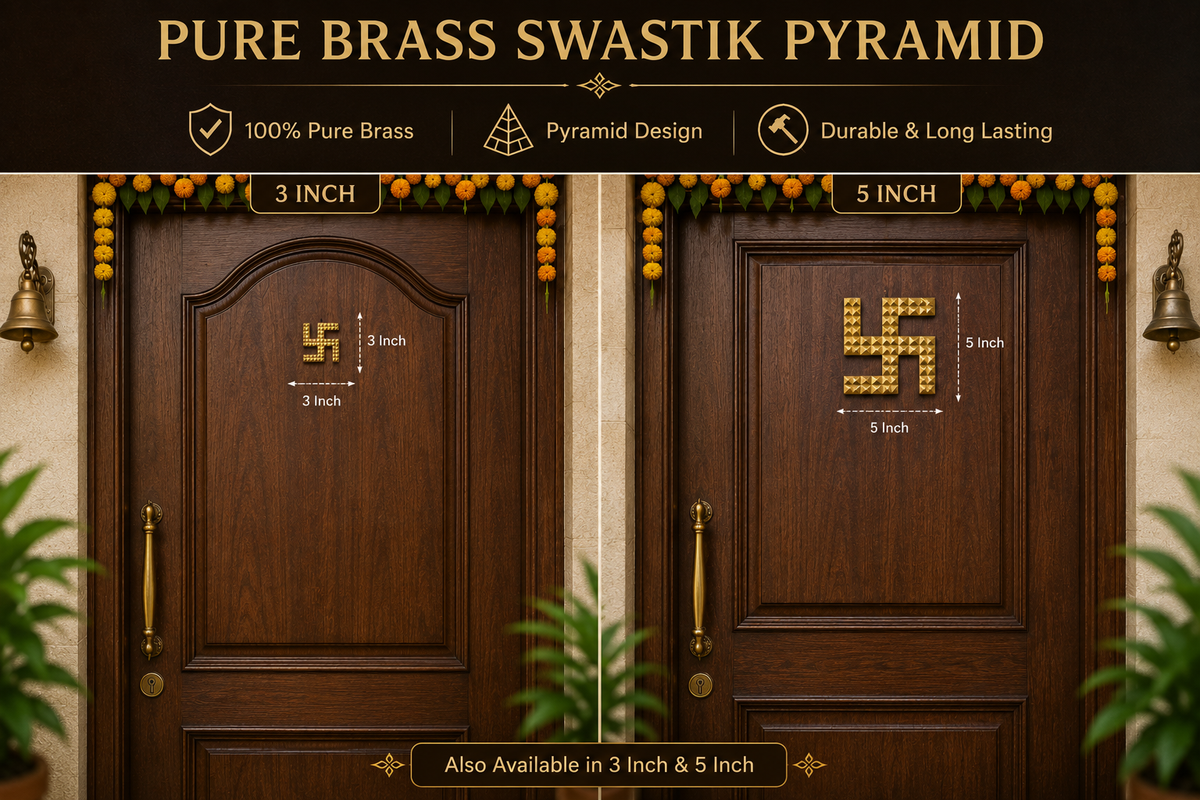 Pure Brass Swastik with Pyramid for Home, Office & Factory in India, US, UK, Australia, Europe