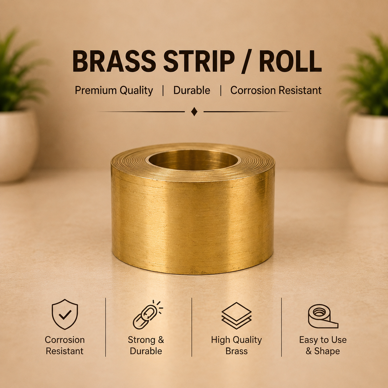 Brass Strip For Vastu Remedy 8 Feet,1 Inch Width in India, US, UK, Australia, Europe