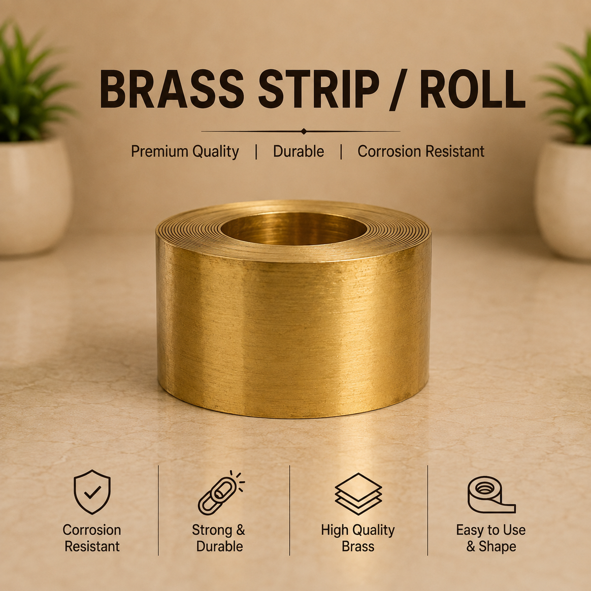 Brass Strip For Vastu Remedy 8 Feet,1 Inch Width in India, US, UK, Australia, Europe