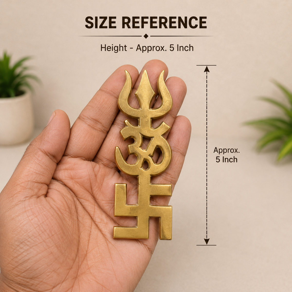 Brass Swastik Om And Trishul Wall Hanging Good Luck Showpiece - Set of 2 in India, US, UK, Australia, Europe