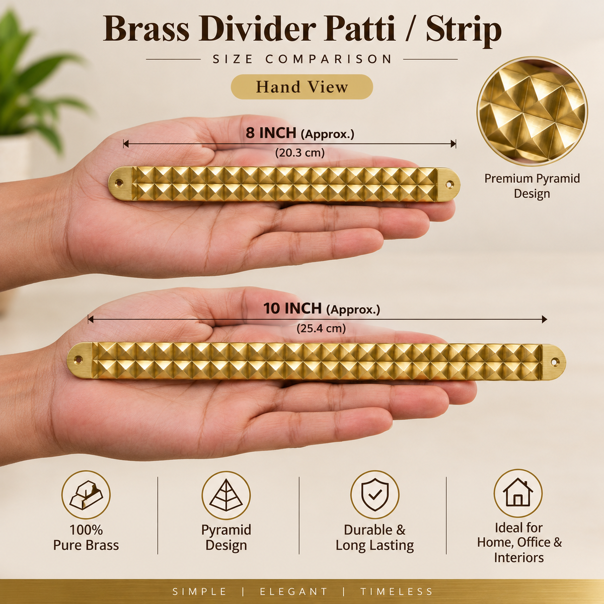 Brass Pyramid Strip Patti For Space Division in India, US, UK, Australia, Europe