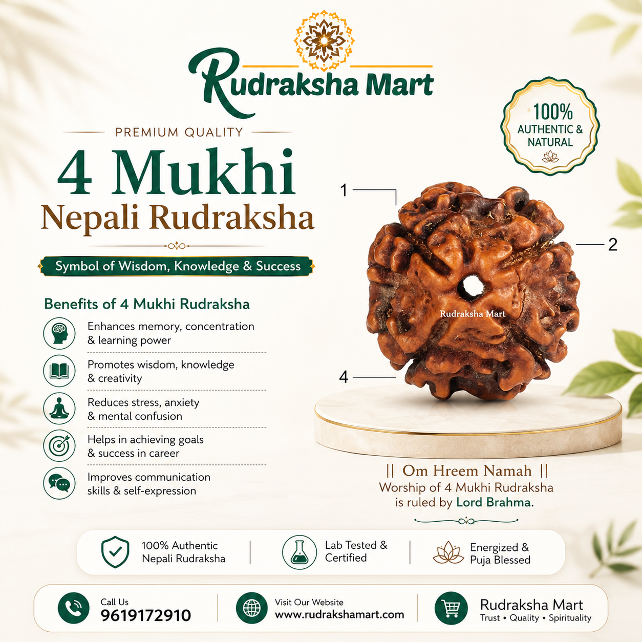 4 Mukhi Nepali Rudraksha in India, US, UK, Australia, Europe