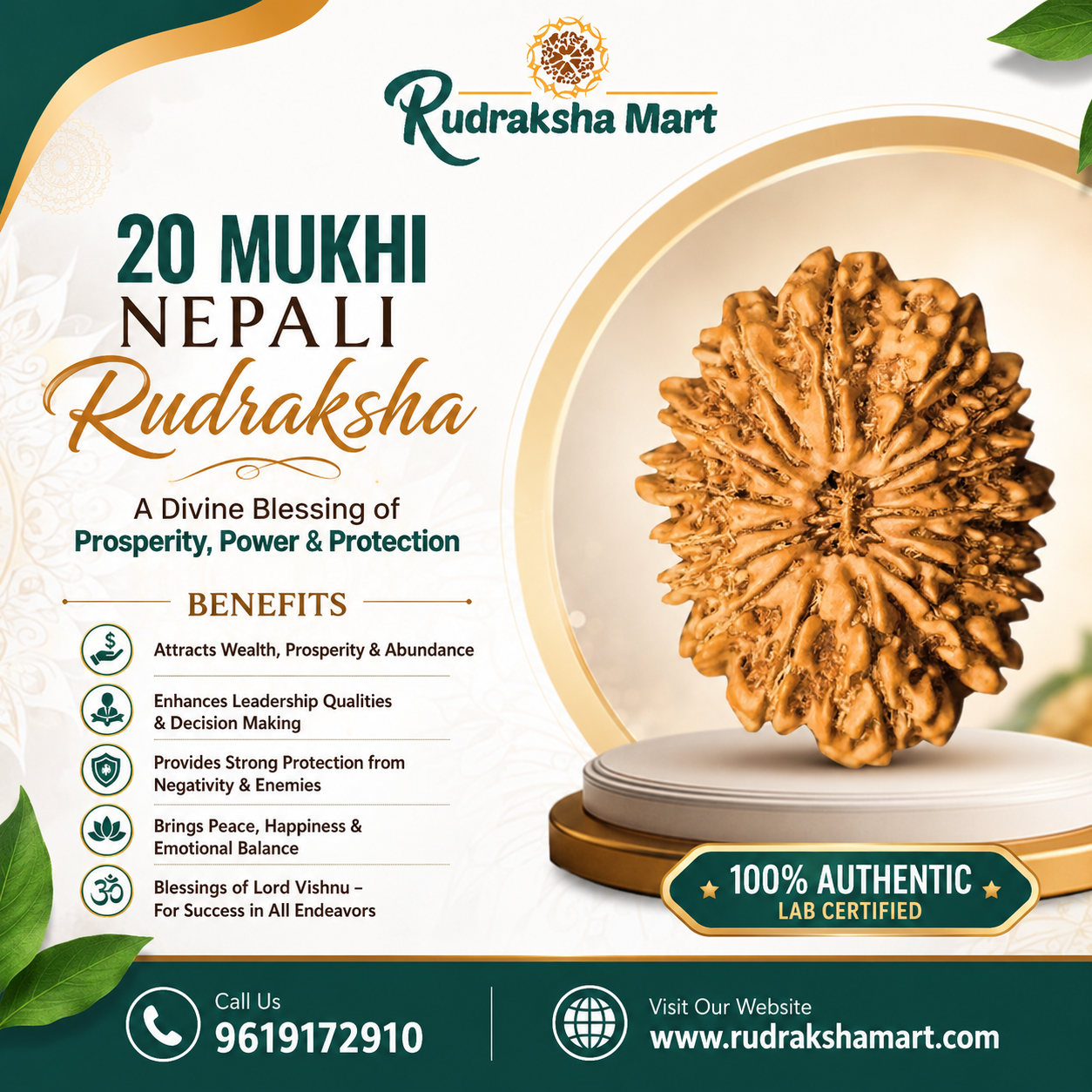 20 Mukhi Nepali Rudraksha With Lab Certified in India, US, UK, Australia, Europe