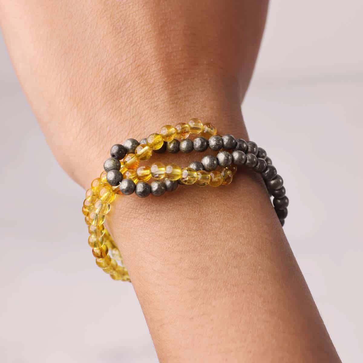 Citrine & Pyrite Knot Bracelet 4mm in India, US, UK, Australia, Europe