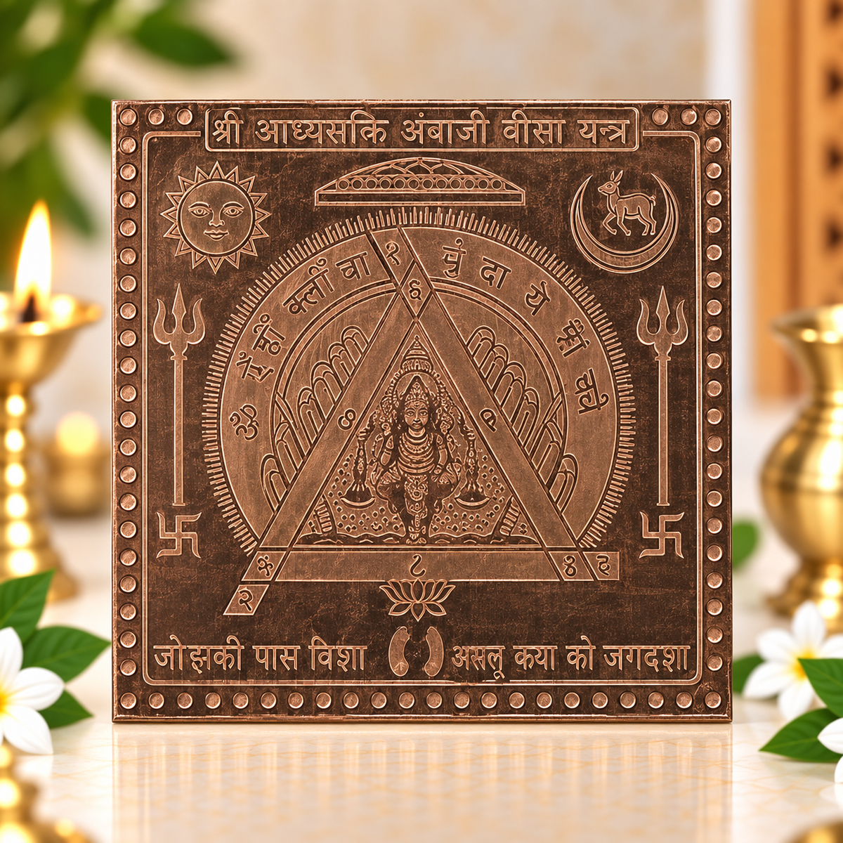 Shree Adhya Shakti Ambaji Bisa Yantra in Pure Copper