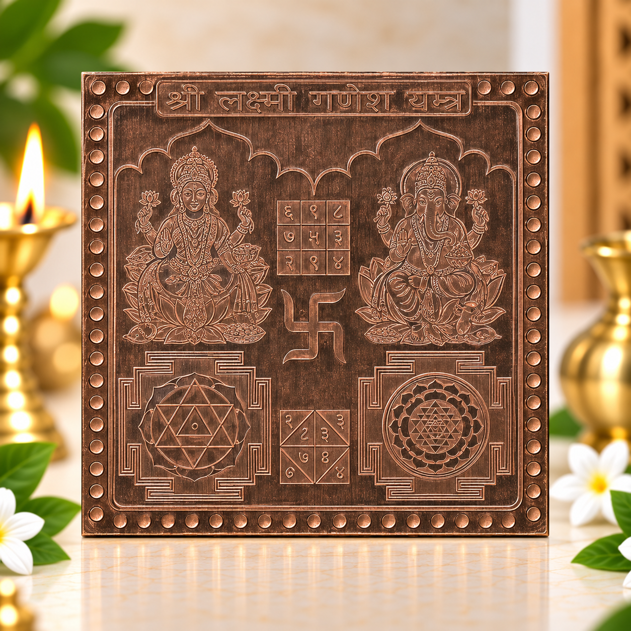 Shree Laxmi Ganesh Yantra in Pure Copper