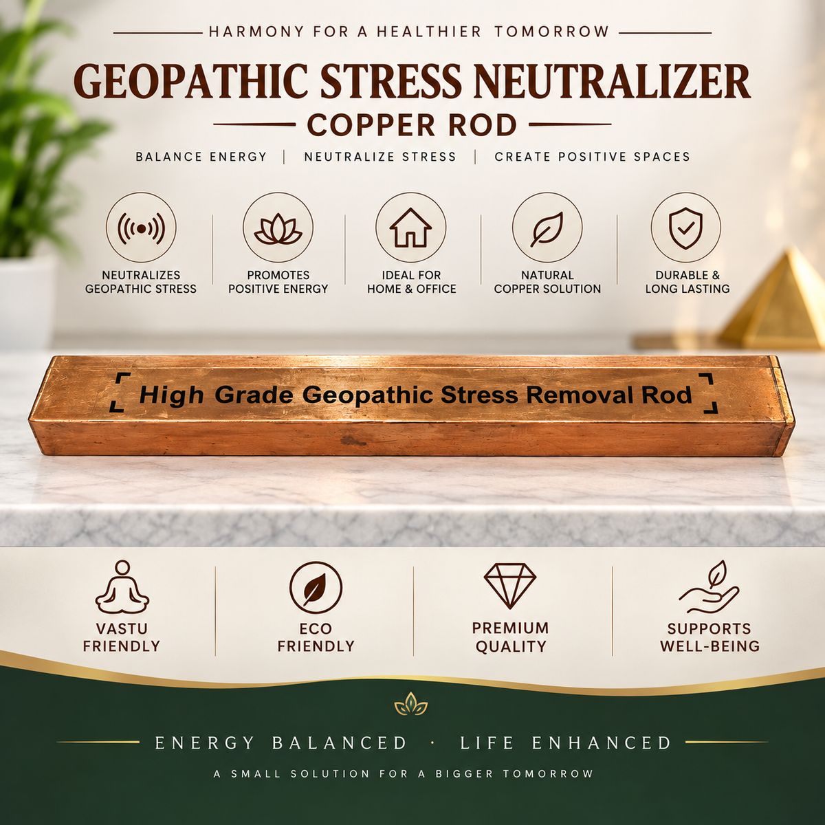 Geopathic Stress Neutralizer Copper Rod For Vastu, Space Healing in India, US, UK, Australia, Europe