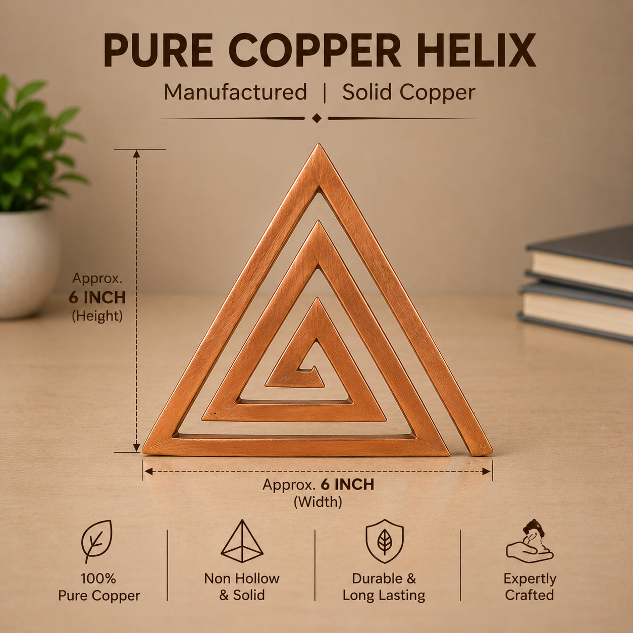 Copper Helix Vastu Remedies for South East Vastu Dosh - Set of 3 Pcs - 6 Inch in India, US, UK, Australia, Europe