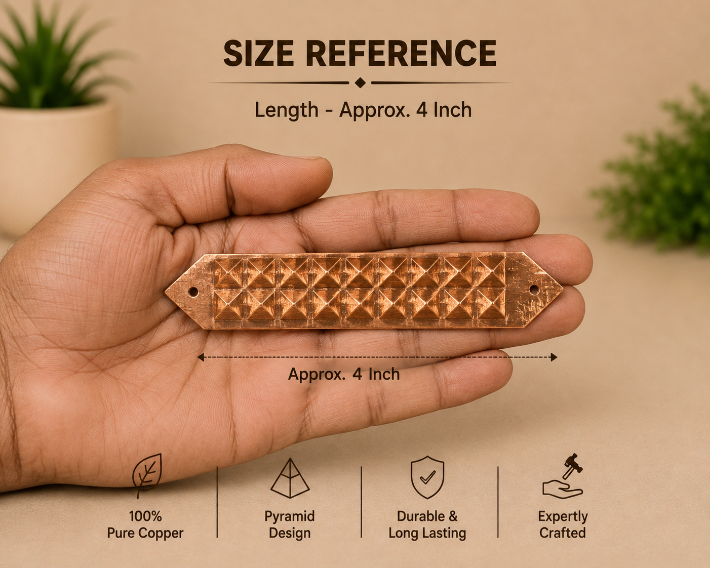 Vastu Copper Pyramid Strip for Toilet Defects or Division