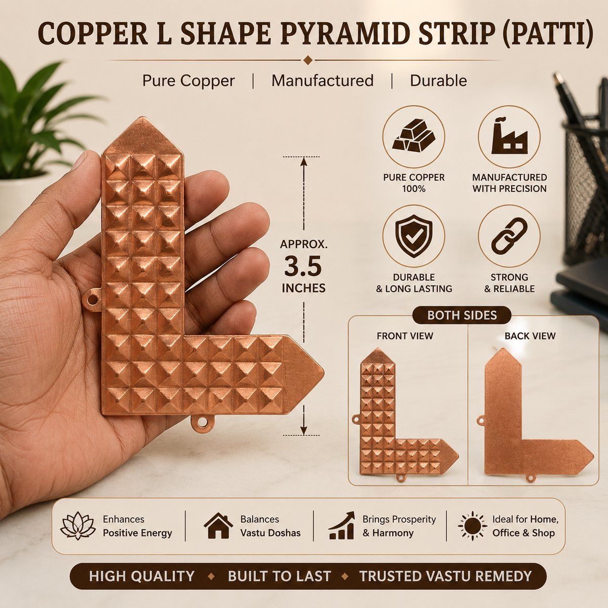 Copper Corner Angle Pyramid Vastu Correction - Multiple Vastu Defects Cures