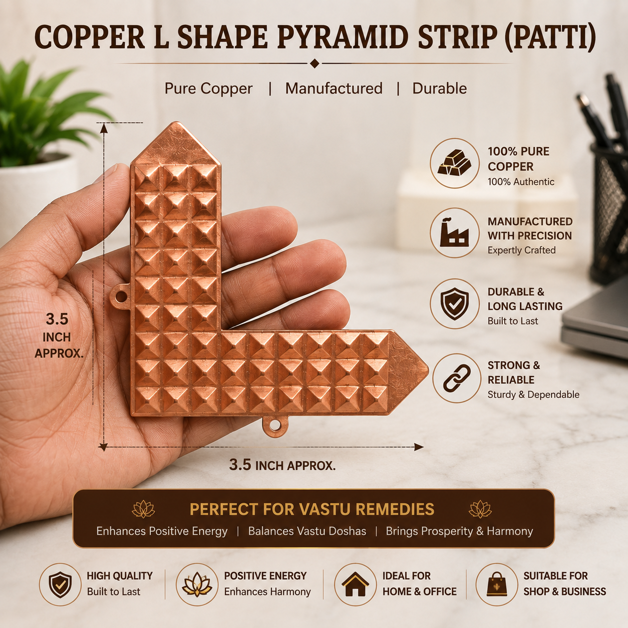 Copper Corner Angle Pyramid Vastu Correction - Multiple Vastu Defects Cures