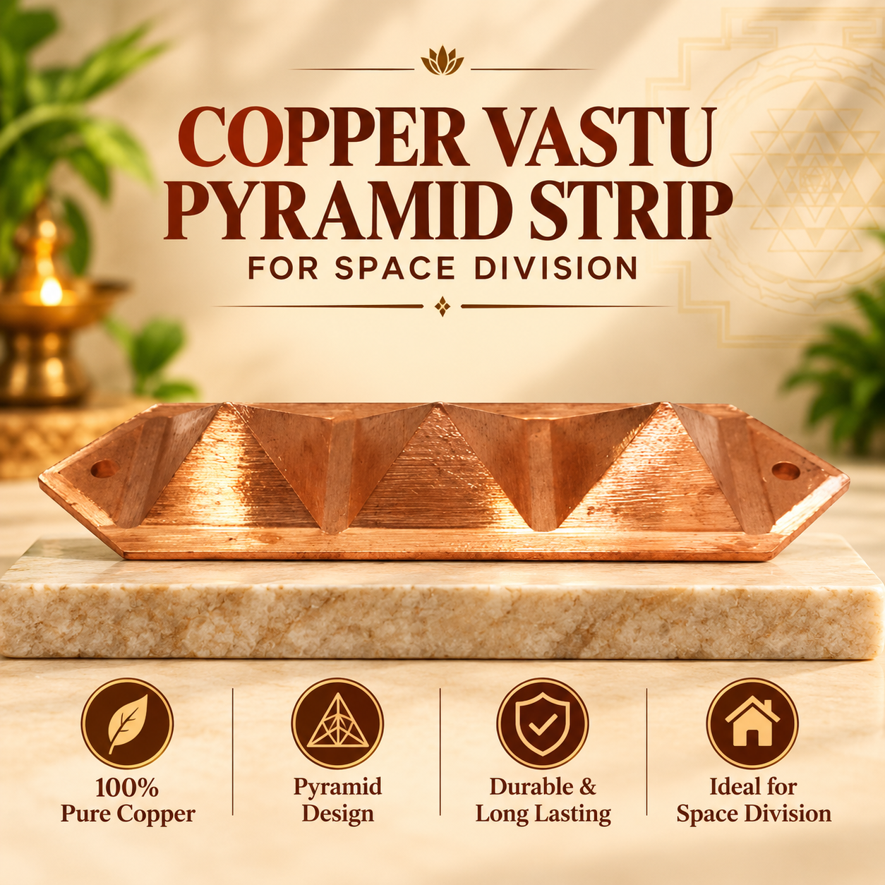 Vastu Copper Strip Pyramid Divider in India, US, UK, Australia, Europe
