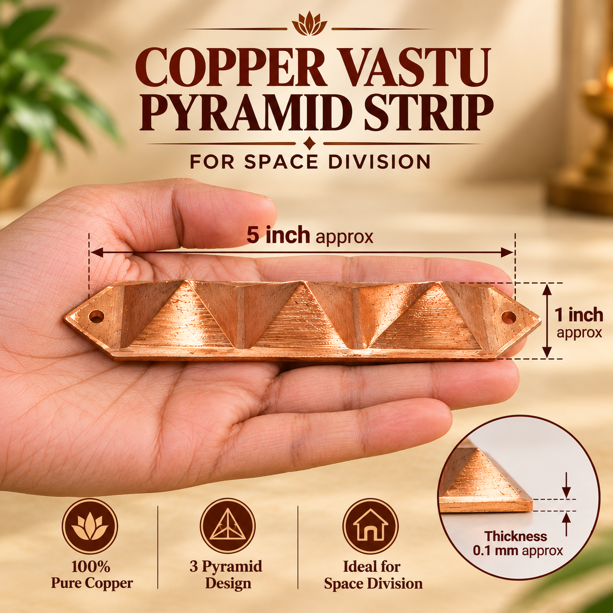Vastu Copper Strip Pyramid Divider in India, US, UK, Australia, Europe