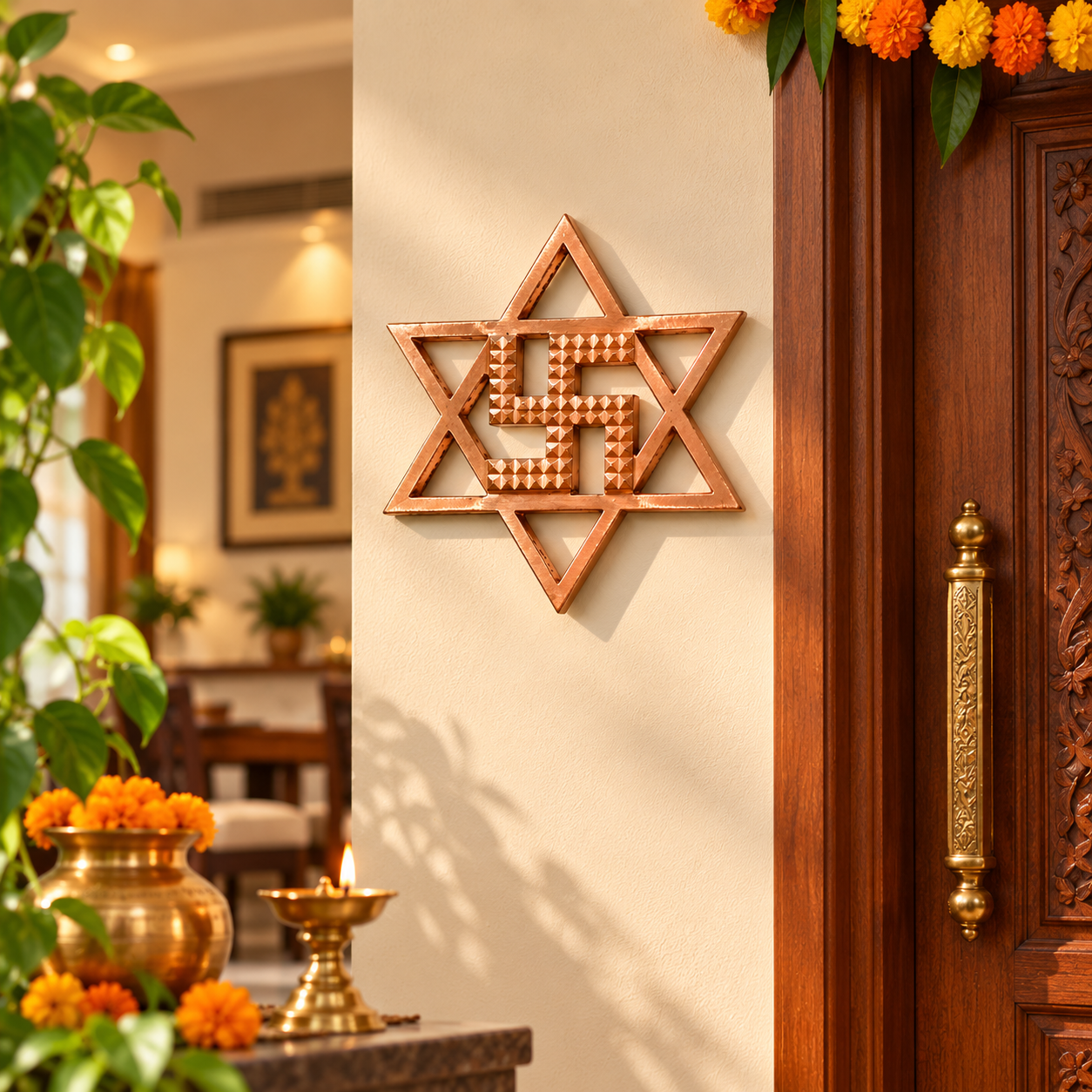 Copper Star Pyramid Swastik For Vastu Dosh in India, US, UK, Australia, Europe