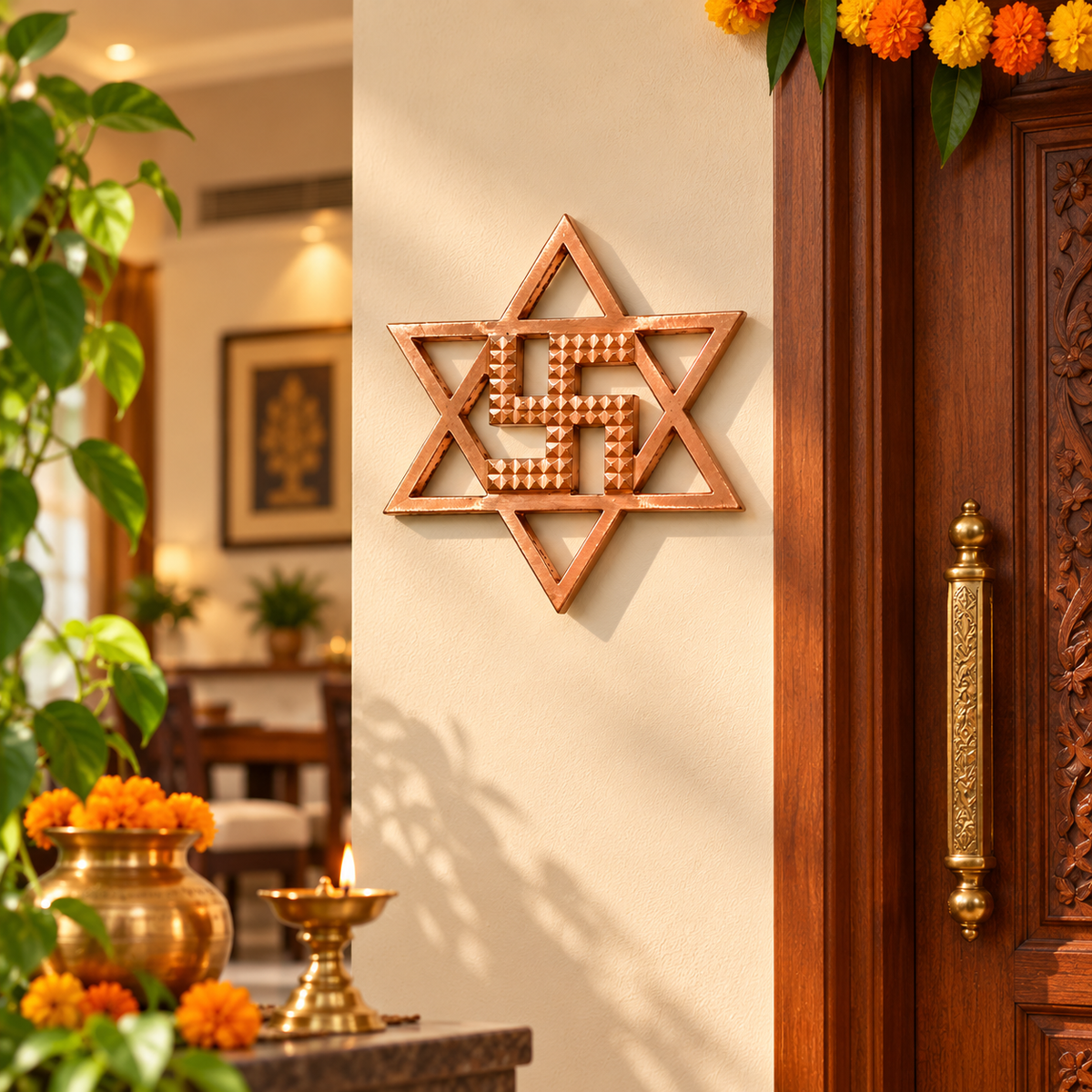 Copper Star Pyramid Swastik For Vastu Dosh in India, US, UK, Australia, Europe