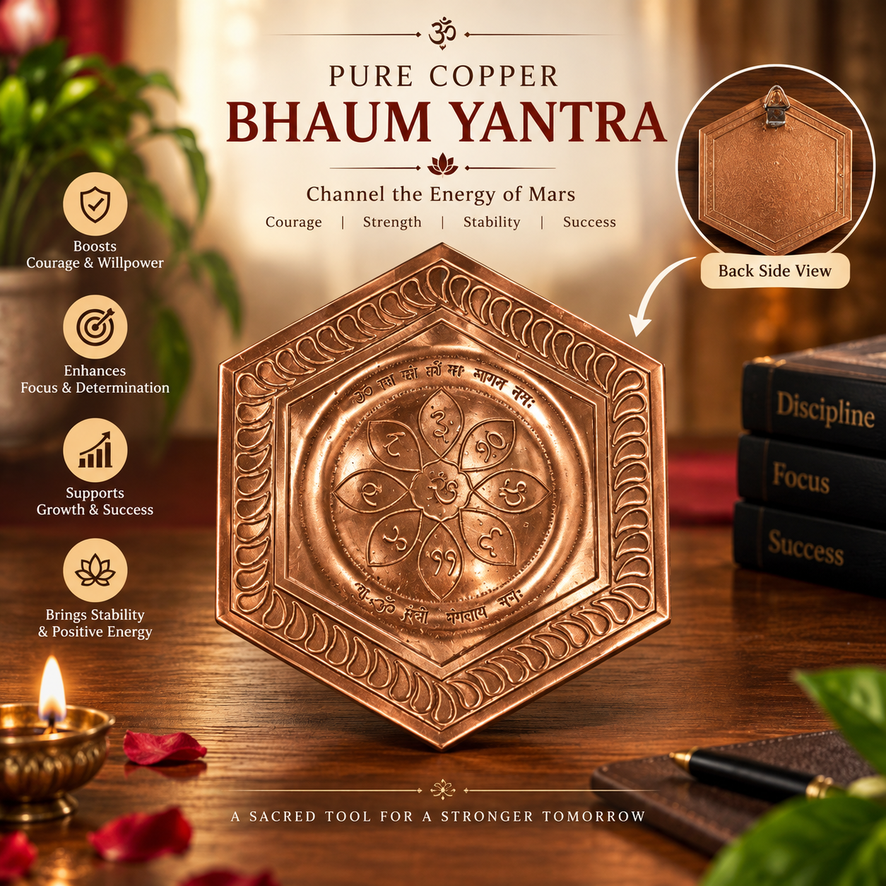 Copper Mangalmay Bhoum Yantra for South facing Main Door Vastu Dosh
