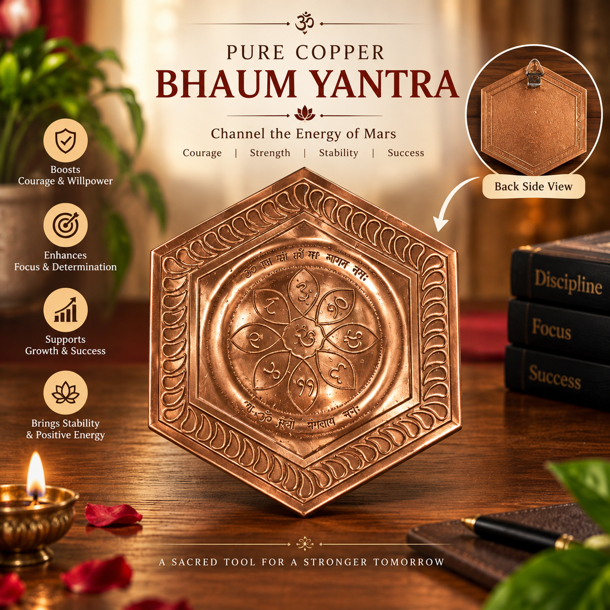 Copper Mangalmay Bhoum Yantra for South facing Main Door Vastu Dosh