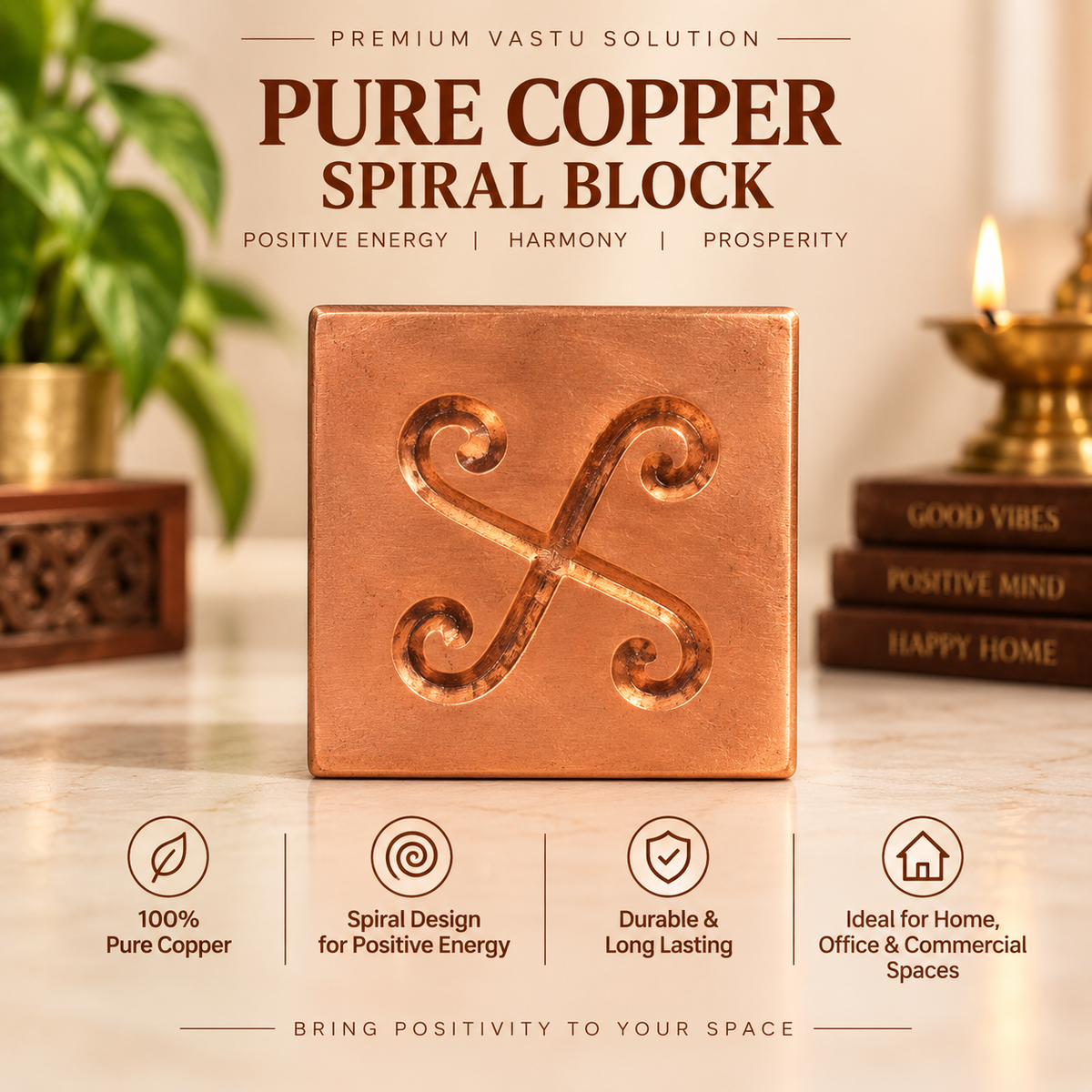 Copper Spiral Swastika for South East Defect in India, US, UK, Australia, Europe