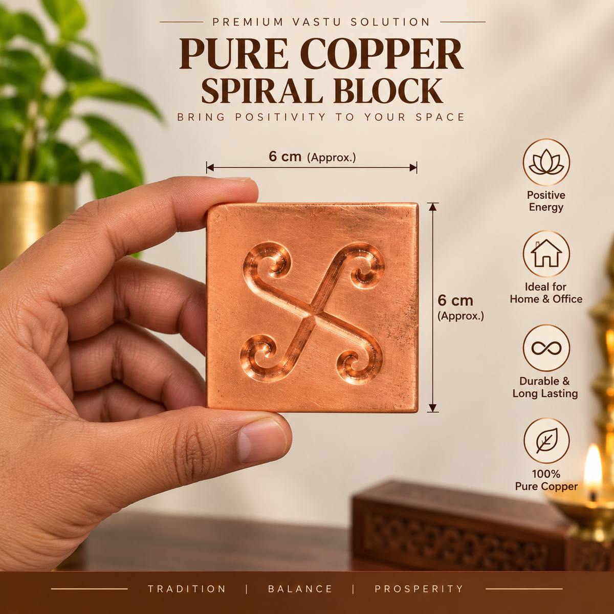 Copper Spiral Swastika for South East Defect in India, US, UK, Australia, Europe